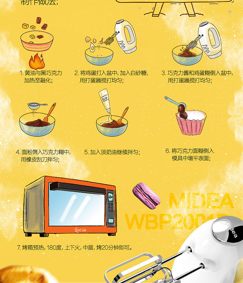 【江西农商】【可卖全国】美的（Midea）WBP2001B 电动迷你奶油搅拌打蛋器【四平电器旗舰店】