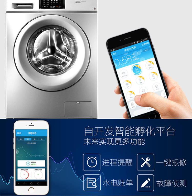 【可售全国】美的 (Midea) MG80-1421WDXS 8公斤大容量全自动变频智能滚筒洗衣机