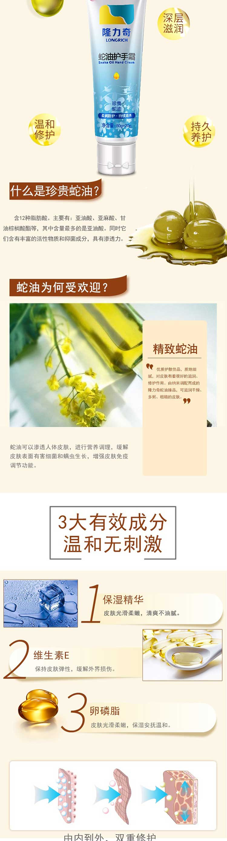 隆力奇 蛇油护手霜70g*4 防干裂滋润保湿补水