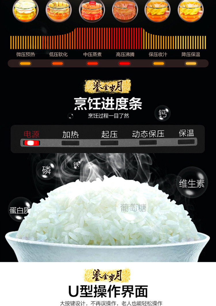 奔腾 5L智能预约无水焗多功能双胆电压力锅LE5179 电饭煲