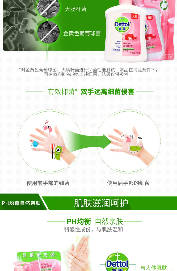 滴露/Dettol 滴露滋润倍护洗手液500g+300G