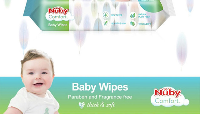 Nuby 婴儿手口0添加护肤棉柔湿巾 80抽*24 颜色随机发货