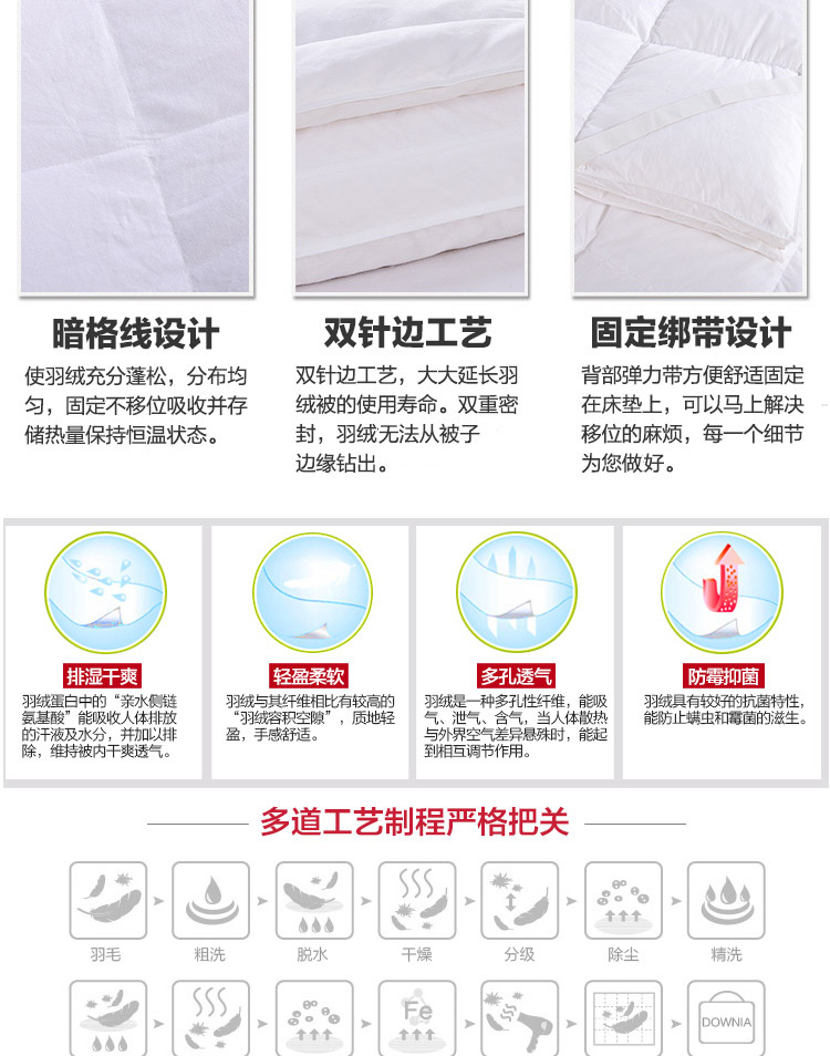 澳洲Downia 75%白鹅绒双层五星级酒店羽绒床垫180*200+8CM 9300g