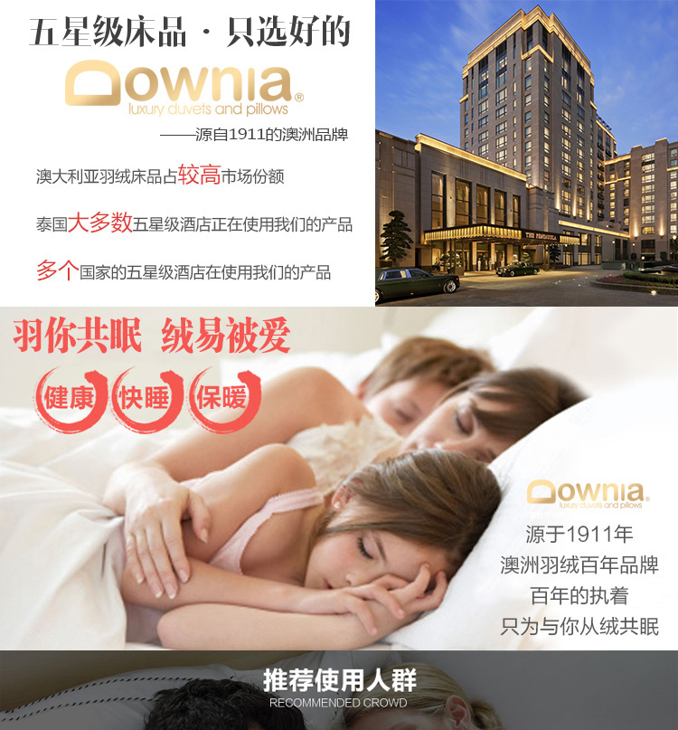 Downia 95%白鹅绒春秋被200*230 五星级酒店羽绒被芯