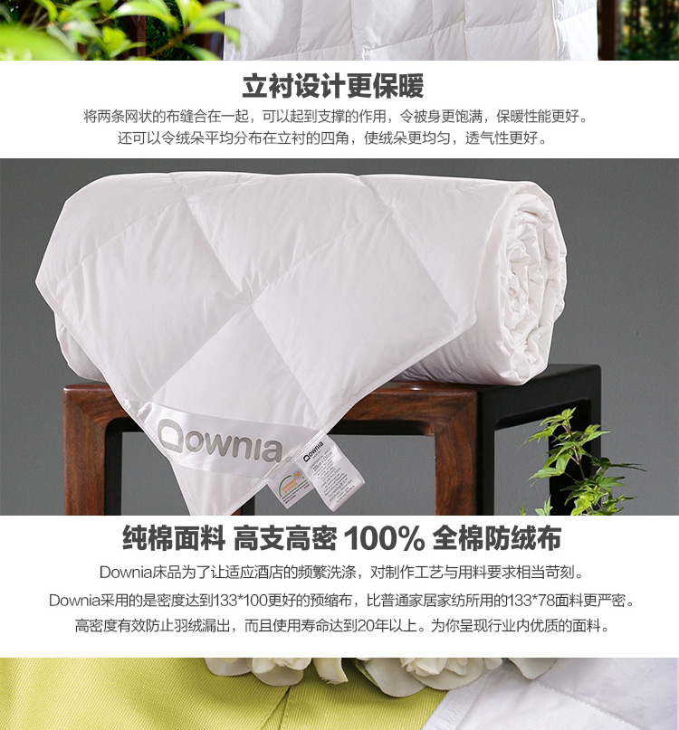 Downia 80%白鸭绒春秋被220*240 五星级酒店羽绒被芯