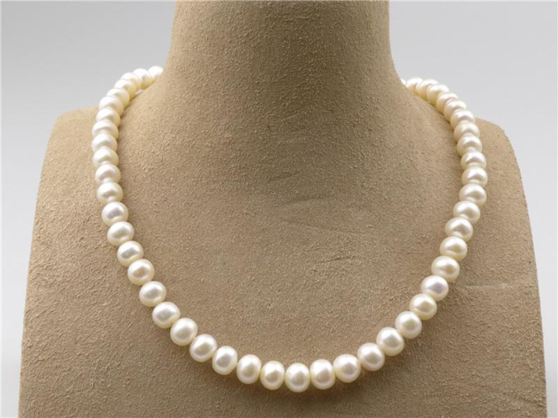 老银铺  珍珠项链 白色 42厘米 直径8mm