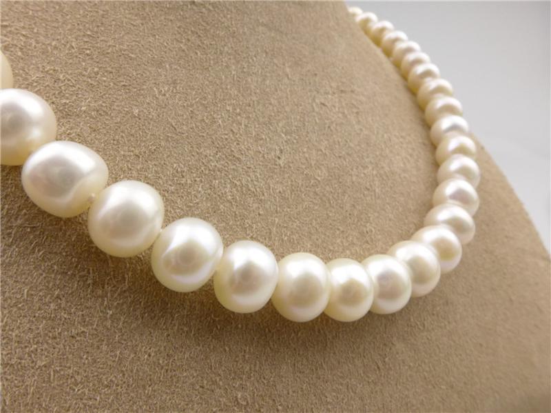 老银铺  珍珠项链 白色 42厘米 直径8mm