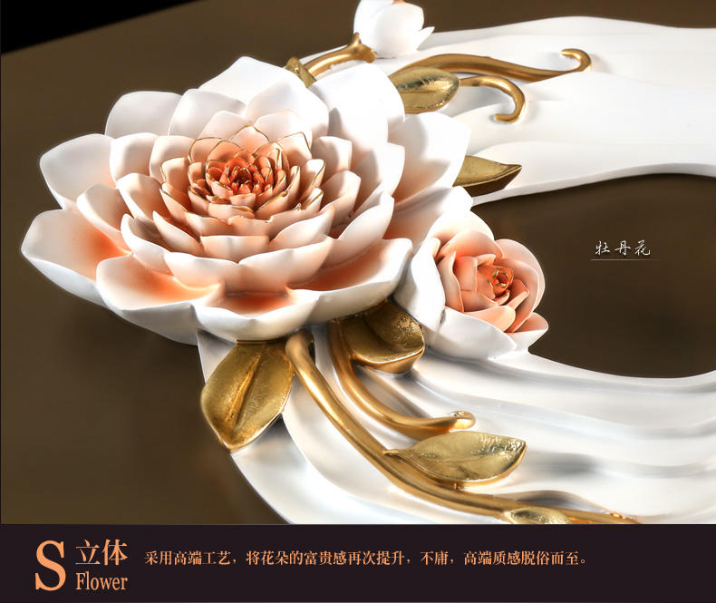 欧象 浮雕画（花飞蝶舞）客厅装饰画 现代沙发背景墙三联画 3D无框画壁画挂画