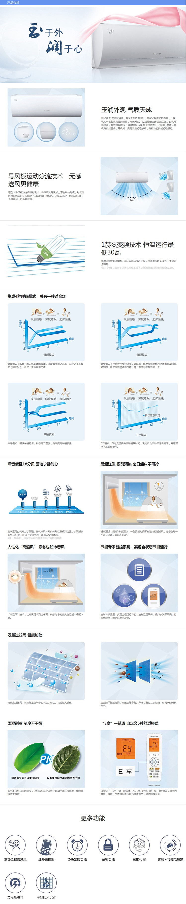 格力/GREE 润享变频空调 1KFR-32GW/(32594)FNhAa-A1(含管)(白色)