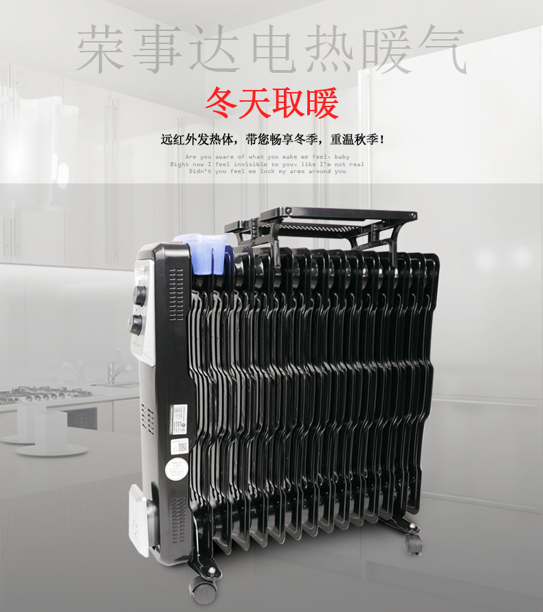 荣事达  电热油汀取暖器XH8-15 15片 2500W 暖器油汀家用电暖器电热暖气