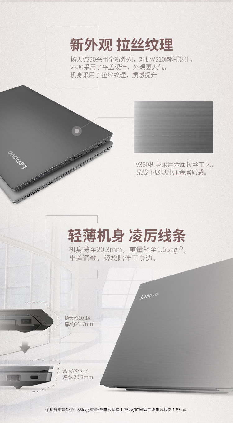 联想扬天 V330 i5-8250U 15.6英寸商用笔记本 星空灰Intel酷睿四核i5-8250