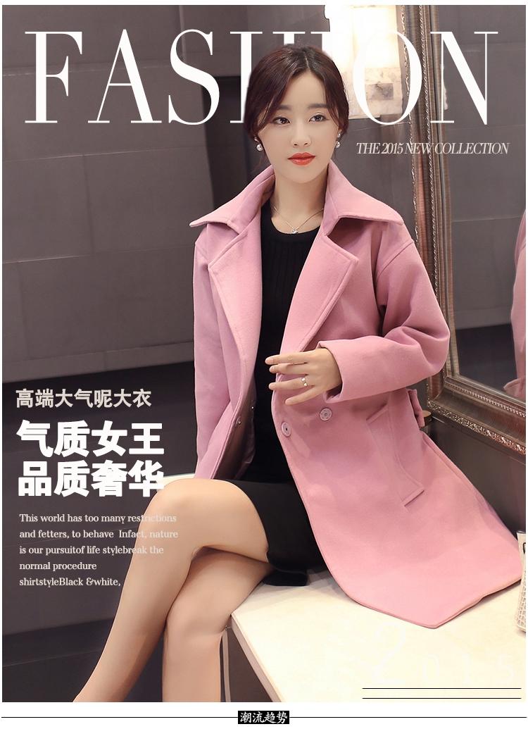 JEANE-SUNP2016秋季新款韩版羊毛呢外套中长款时尚气质显瘦风衣OL呢子大衣女