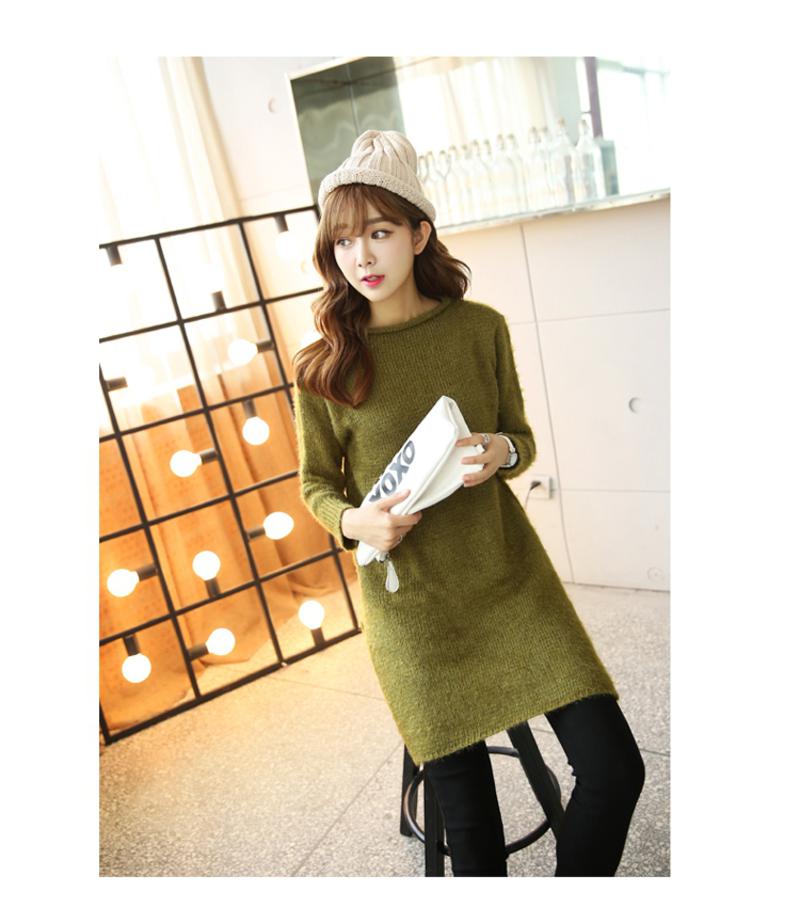 JEANE-SUNP2016新款秋装韩版套头圆领毛衣中长款女式百搭小香风