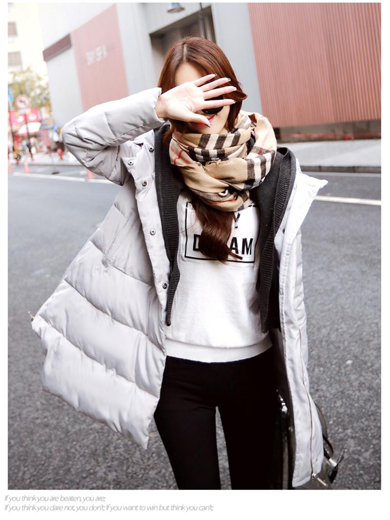 JEANE-SUNP2016冬装新款韩版 中长款棉衣女 宽松大码A字版加厚保暖棉袄外套
