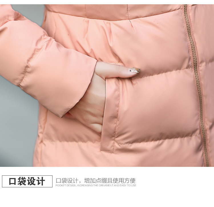 JEANE-SUNP2016冬装韩版棉衣女中长款加厚修身棉袄连帽真大毛领棉服外套女装
