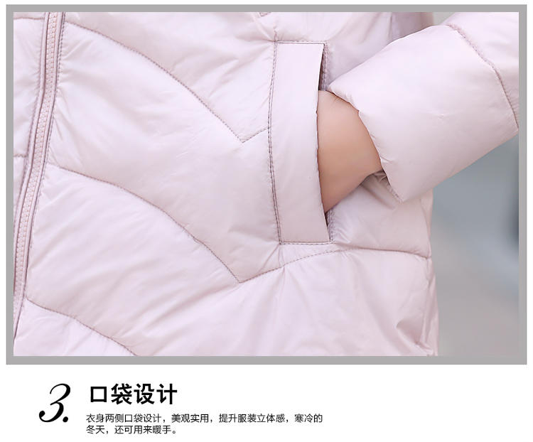 JEANE-SUNP2016年冬棉袄外套前长后短修身显瘦中长款韩版棉衣棉袄可脱卸毛领