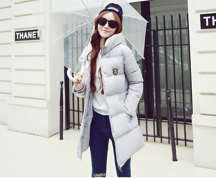 JEANE-SUNP冬季新款韩版时尚中长款棉服加大码修身加厚保暖女神范棉衣棉袄女