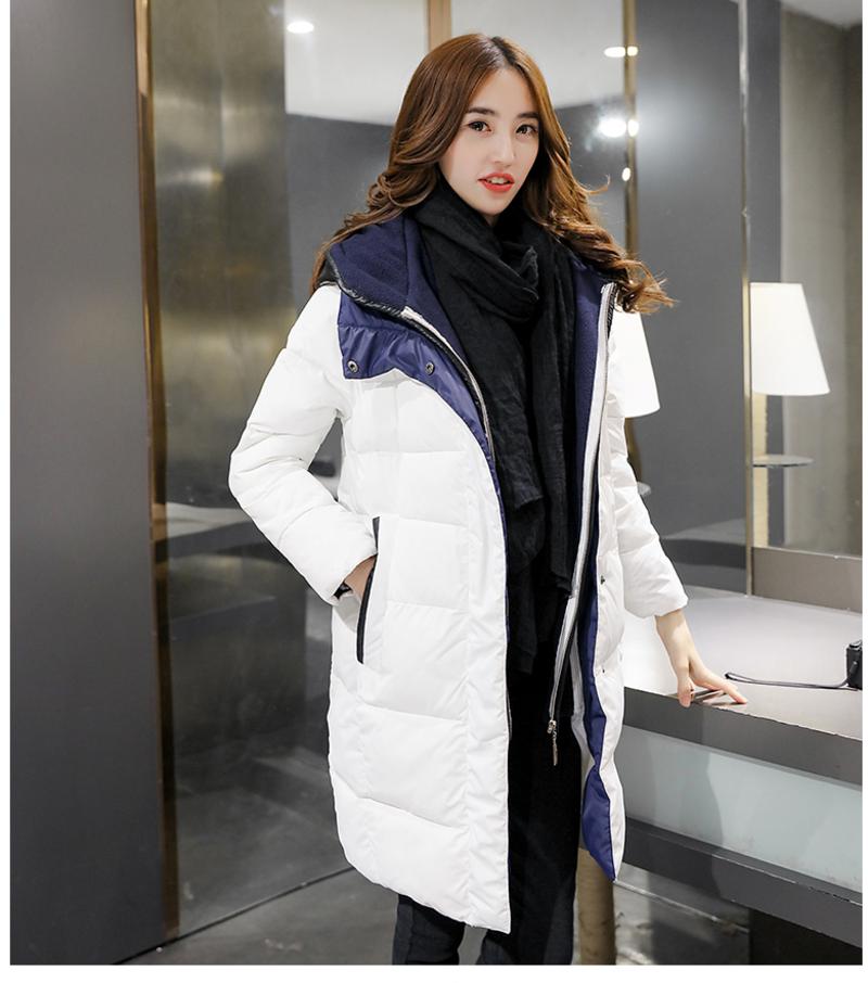 JEANE-SUNP2016冬装新款女装 韩版棉衣外套中长款纯色带帽保暖棉服休闲时尚