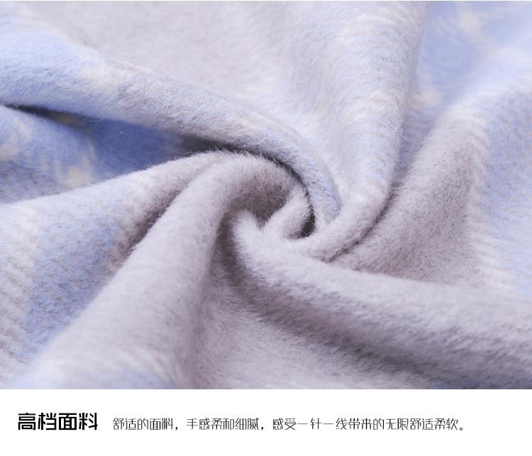 JEANE-SUNP2016冬韩版新款浅蓝色格子流苏系腰呢子大衣女格子中长款外套