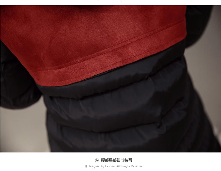 JEANE-SUNP2016冬装新款棉衣女中长款修身棉服麂皮绒拼接加厚韩版棉袄外套瘦