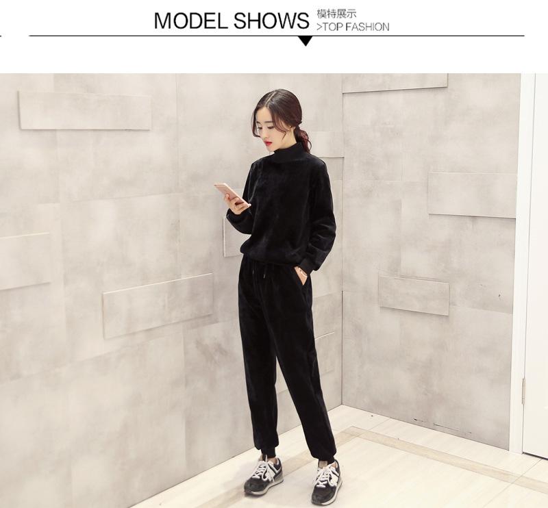 JEANE-SUNP2016年冬季韩版时尚休闲套装中领两件套加绒保暖款潮