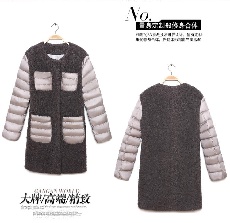 JEANE-SUNP2016年冬装新款中长款棉服 保暖韩版显瘦羊羔毛羽绒棉衣女外套