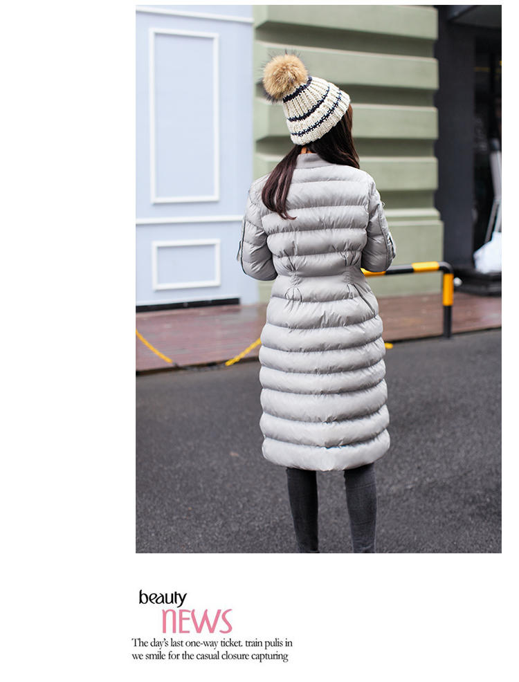JEANE-SUNP2016新款冬装韩版修身过膝长款羽绒棉服气质显瘦加厚保暖棉衣外套