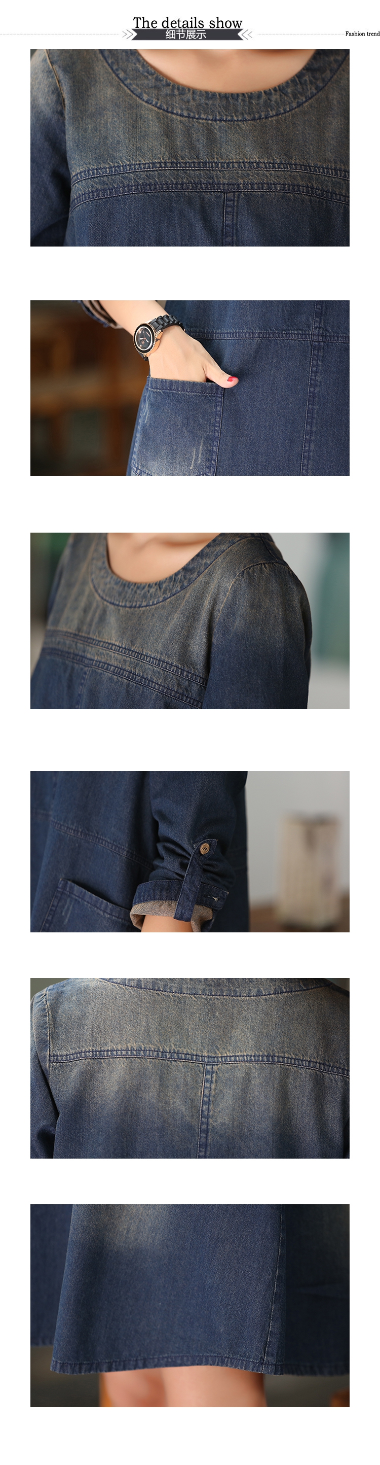 JEANE-SUNP2016春装新品 韩版新款薄款牛仔外套女中长款加大码牛仔风衣女式