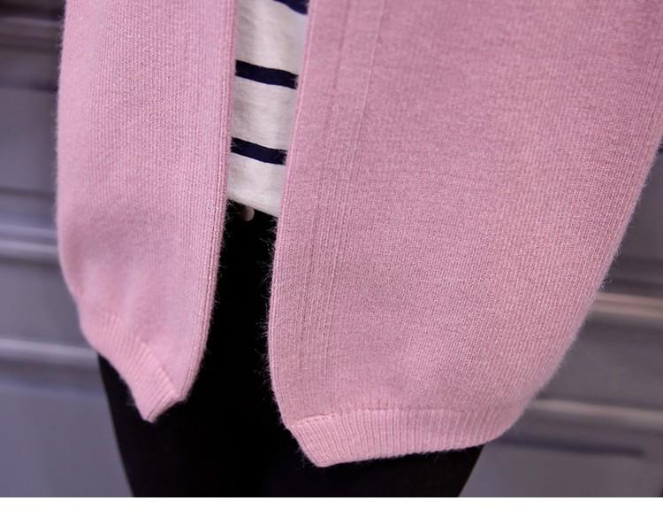 JEANE-SUNP2016新款春装韩版气质长袖纯色毛衣针织衫短款开衫时尚外套