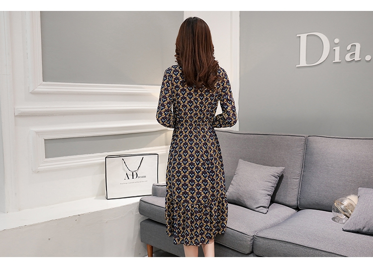 JEANE-SUNP2016新款韩版中长款连衣裙女松紧腰大码显瘦个性印花时尚打底衫潮