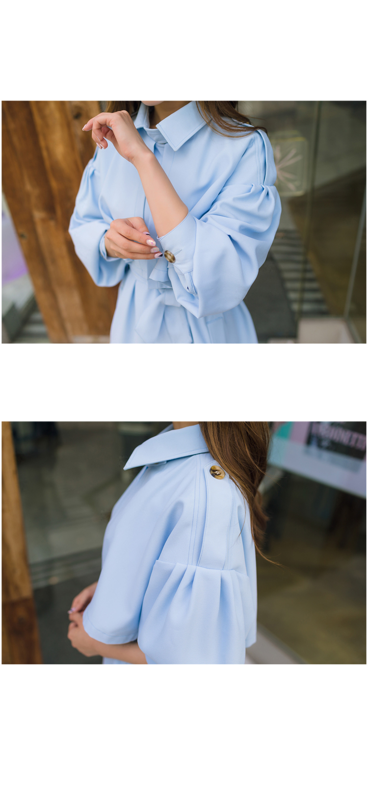 JEANE-SUNP2016春装新款韩版学院风宽松斗篷风衣女中长款灯笼袖休闲女士外套