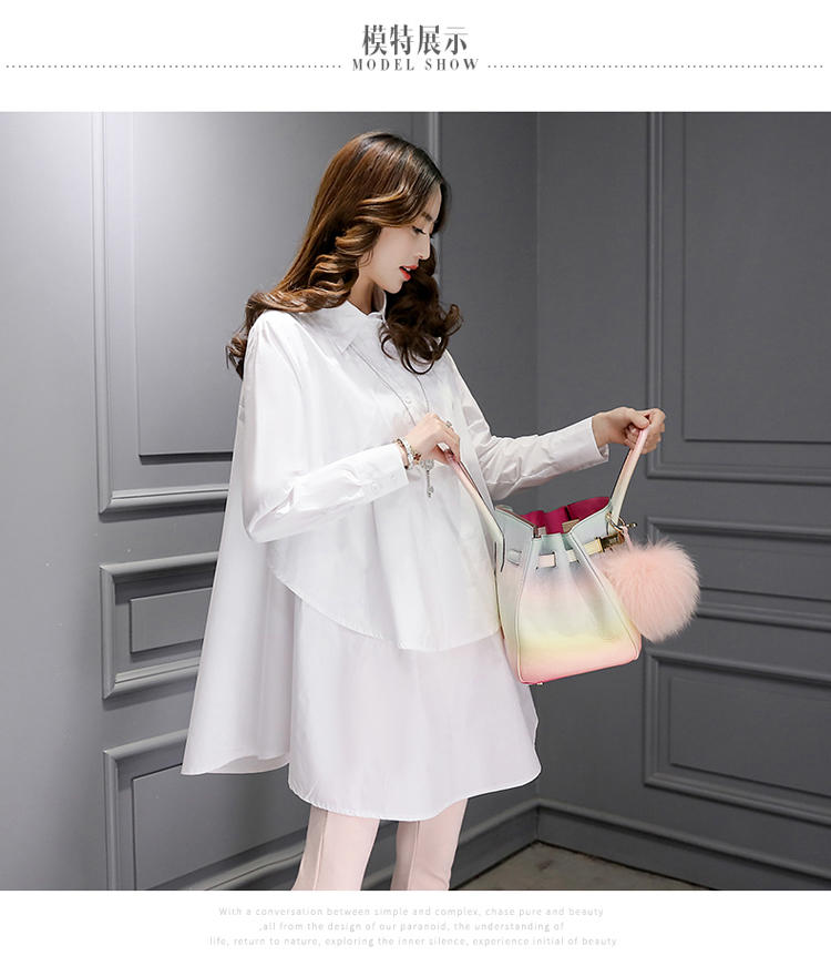 JEANE-SUNP2016春季新款韩国韩版宽松休闲白色长袖衫OL百搭翻领衬衣上衣女