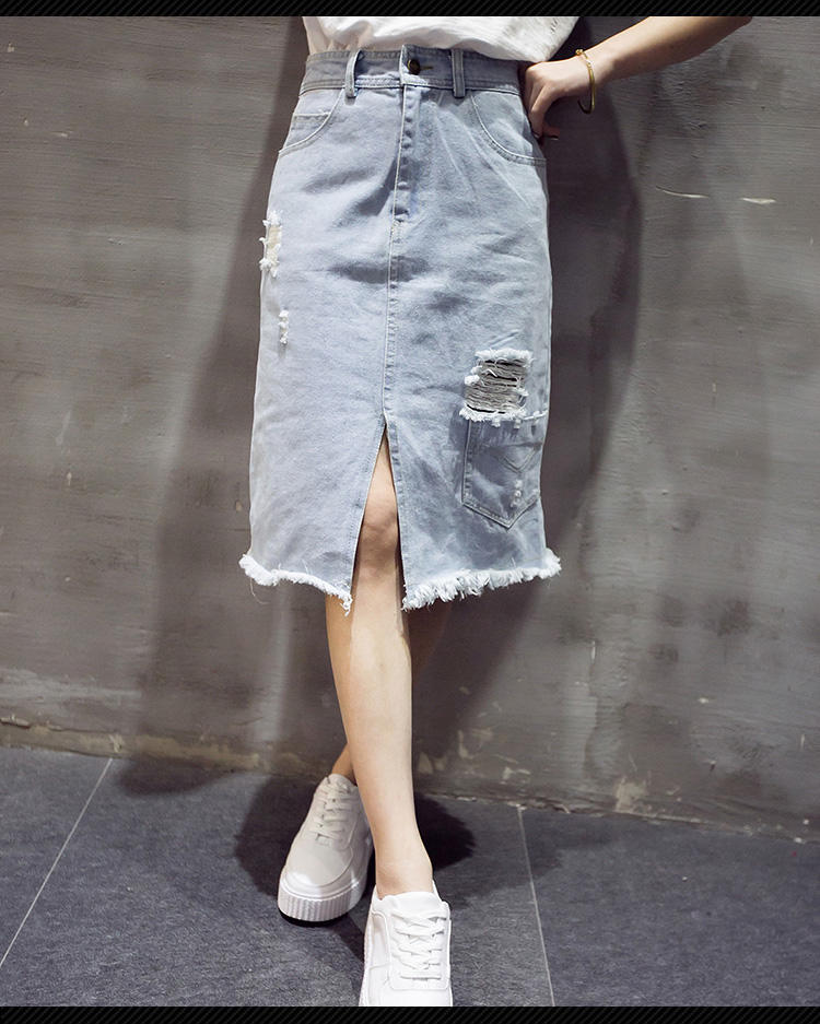 JEANE-SUNP2016夏季新款韩版修身中腰休闲百搭性感包臀A字裙半身裙女牛仔裙