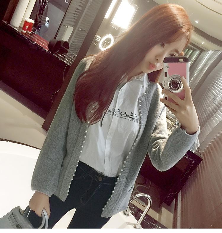 JEANE-SUNP2016新款春装时尚韩版中长款针织毛衣开衫
