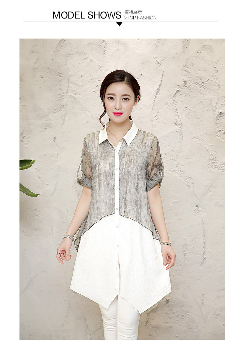 JEANE-SUNP2016年新款女装休闲夏季衬衫领百搭修身显瘦韩版衬衫