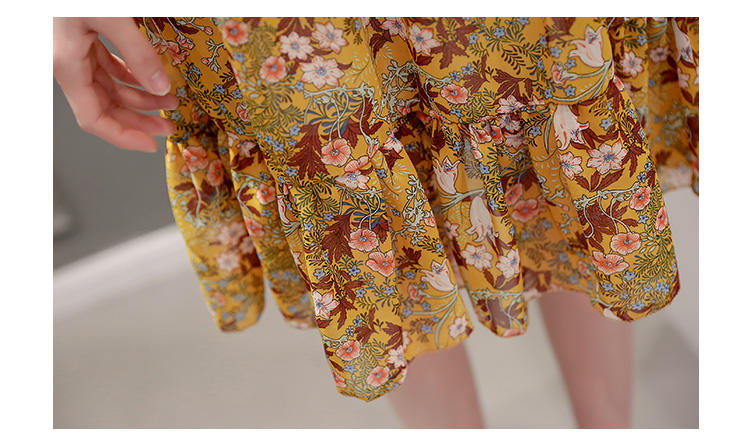 JEANE-SUNP2016年夏季新款潮流韩版印花V领修身显瘦中长款短袖中长款连衣裙