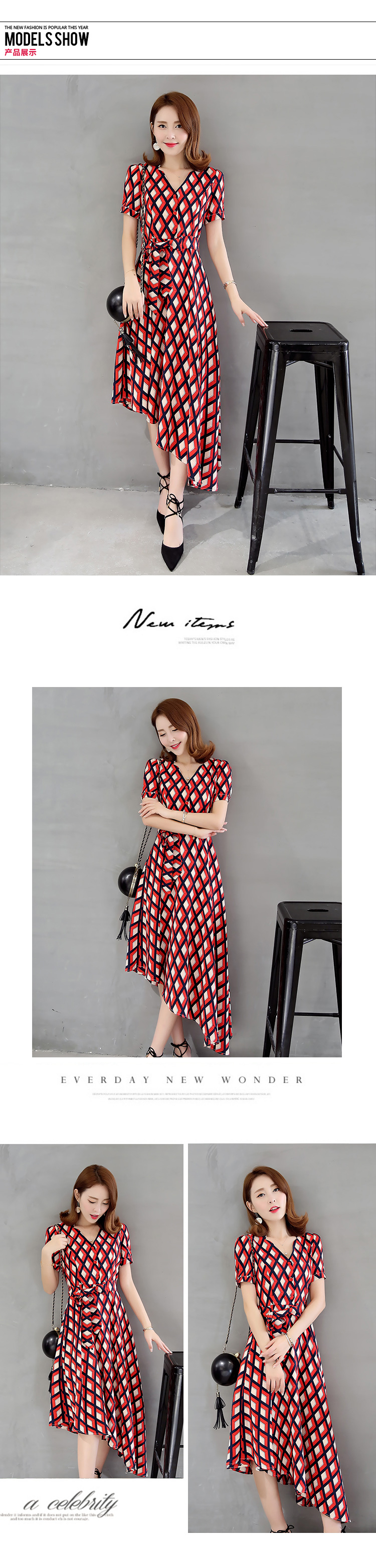 JEANE-SUNP2016年新款稻草朵夏季长裙短袖新款通勤女装单件A字裙韩版连衣裙