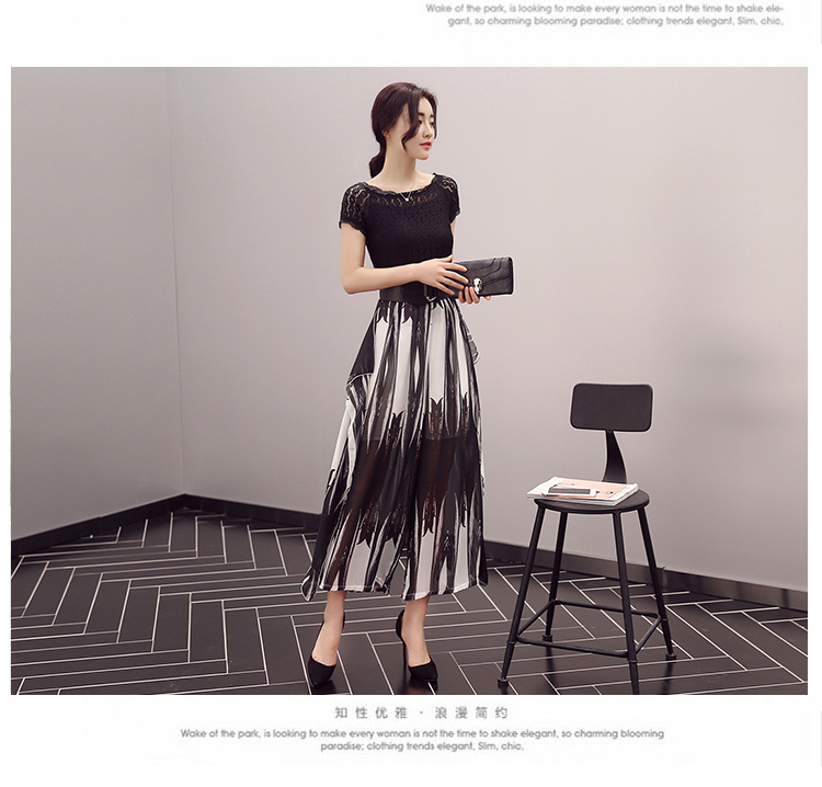 JEANE-SUNP2016年新款夏装蕾丝镂空拼接圆领高腰显瘦夏季宽松韩版两件套