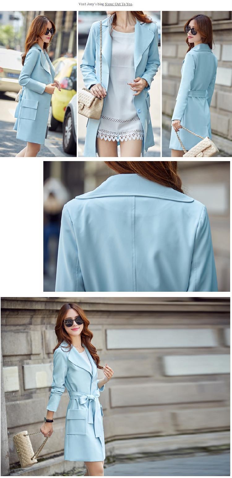 JEANE-SUNP2016秋季新款韩版修身显瘦天丝棉中长款气质女式风衣外套