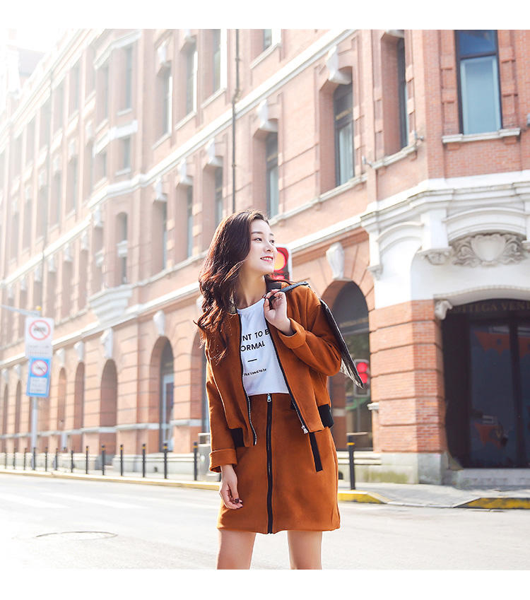 JEANE-SUNP2016年秋季套装拉链翻领时尚潮流韩版街头长袖套裙