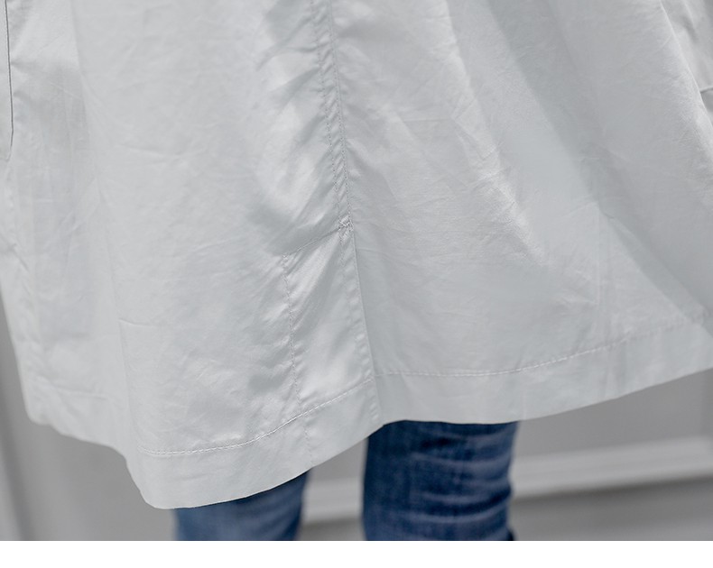 JEANE-SUNP2016年秋季新款时尚纯色翻领抽绳收腰七分袖中长款修身外套
