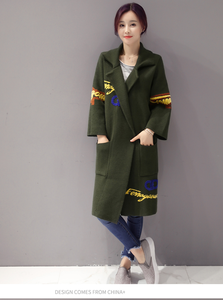 JEANE-SUNP 2016年秋季西装领时尚简约大方潮流风衣喇叭袖九分袖外套