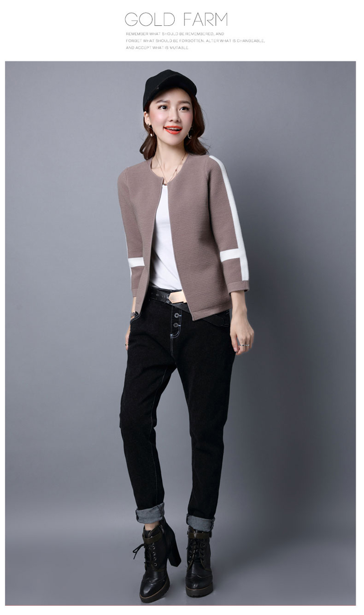 JEANE-SUNP2016年秋季时尚长袖潮流针织衫毛衣纯色低圆领宽松开衫