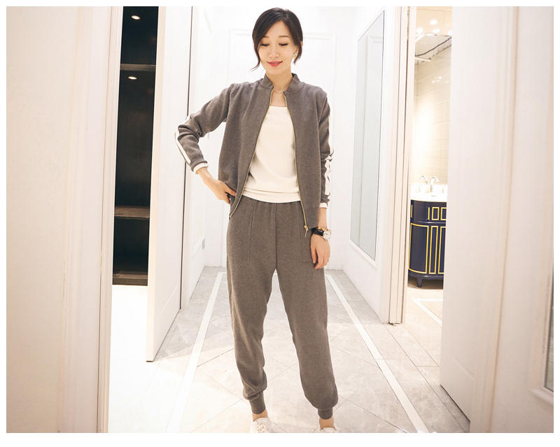 JEANE-SUNP 2016秋装新款韩版长袖休闲套装简约两件套女装秋季九分裤运动套装
