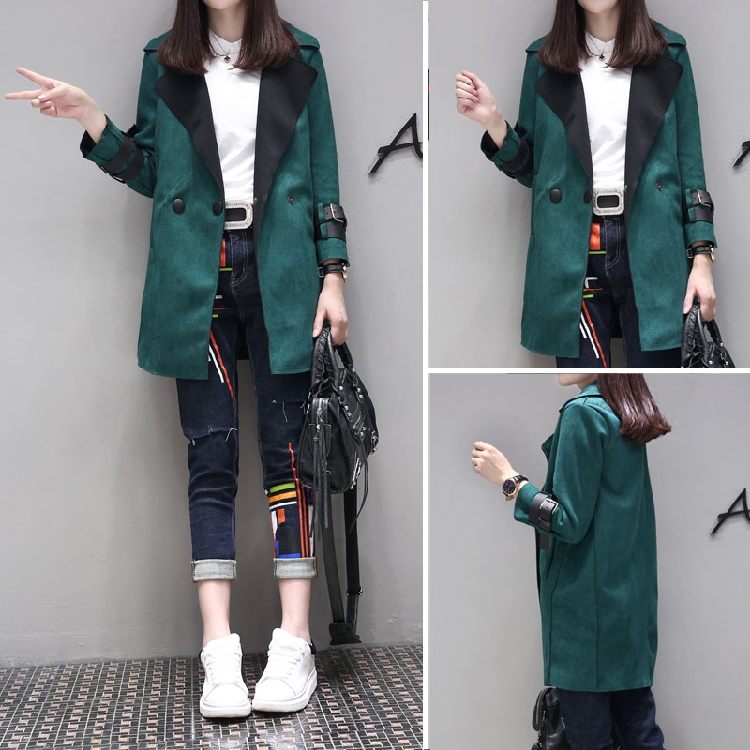 JEANE-SUNP 2016年秋季长袖中长款纯色显瘦气质韩版短外套