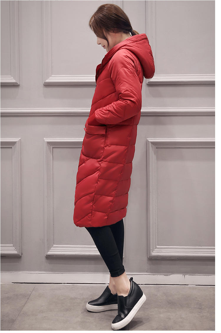 JEANE-SUNP 2016新款韩版加厚棉衣女过膝长款外套修身时尚休闲大码羽绒棉服冬