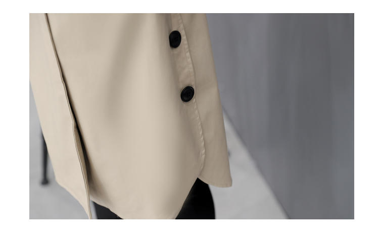 JEANE-SUNP 2016年冬季长袖中长款修身纯色V领双排扣风衣