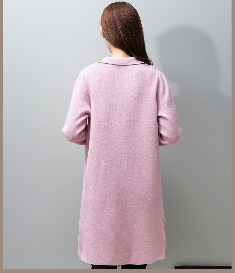 JEANE-SUNP2016年秋季纯色针织衫中长款时尚开衫长袖毛衣潮流百搭