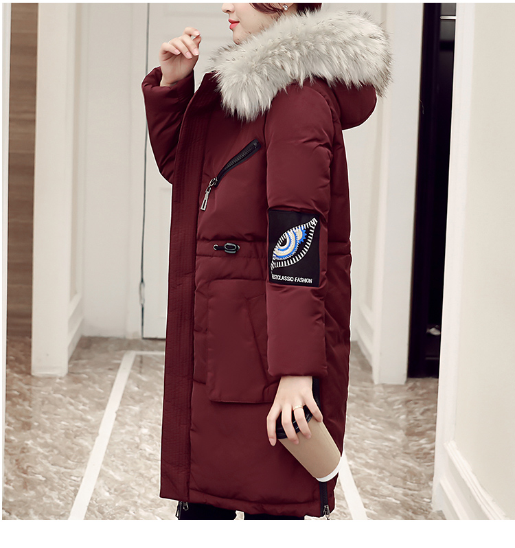 JEANE-SUNP 2016年冬季长袖棉服纯色通勤拉链修身中长款棉衣