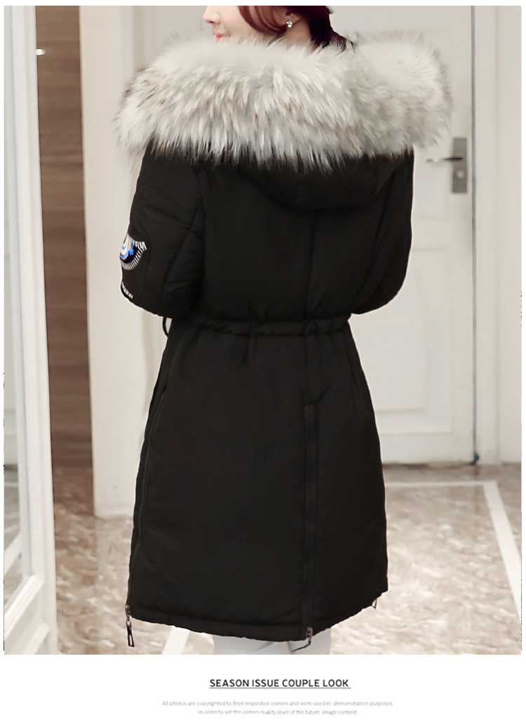 JEANE-SUNP 2016年冬季长袖棉服纯色通勤拉链修身中长款棉衣
